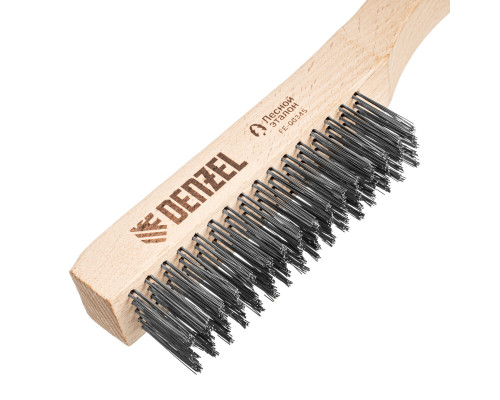 Щетка зачистная 5-и рядная, прямая проволока из нержавеющей стали с деревянной ручкой, EFP Denzel 74845
