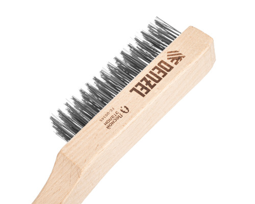 Щетка зачистная 5-и рядная, прямая проволока из нержавеющей стали с деревянной ручкой, EFP Denzel 74845