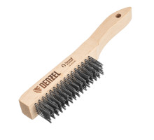 Щетка зачистная 6-и рядная, прямая проволока из нержавеющей стали с деревянной ручкой, EFP Denzel 74846