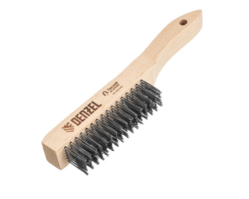 Щетка зачистная 6-и рядная, прямая проволока из нержавеющей стали с деревянной ручкой, EFP Denzel 74846
