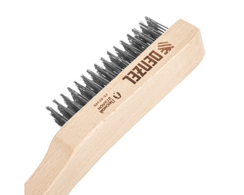 Щетка зачистная 6-и рядная, прямая проволока из нержавеющей стали с деревянной ручкой, EFP Denzel 74846