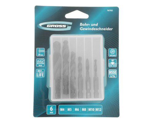 Набор сверл-метчиков GROSS М4-М12, Co5 76782