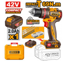 Аккумуляторный бесщёточный ударный шуруповерт INGCO INDUSTRIAL 42 В 66 Нм CIDLI426981