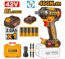 Аккумуляторный бесщёточный ударный гайковёрт INGCO INDUSTRIAL 42 В 1/2" 460 Нм CIWLI42461
