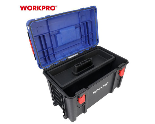 Ящик для инструмента WorkPro штабелируемый с пластиковой крышкой, высокий WP283031