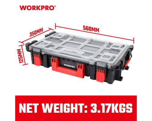 Ящик для инструмента WorkPro штабелируемый с прозрачной крышкой WP283029