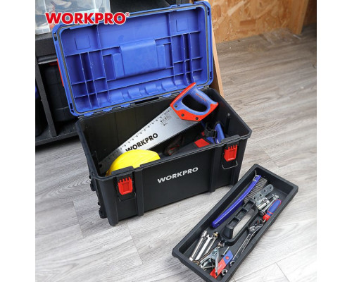 Ящик для инструмента WorkPro штабелируемый с пластиковой крышкой, высокий WP283031
