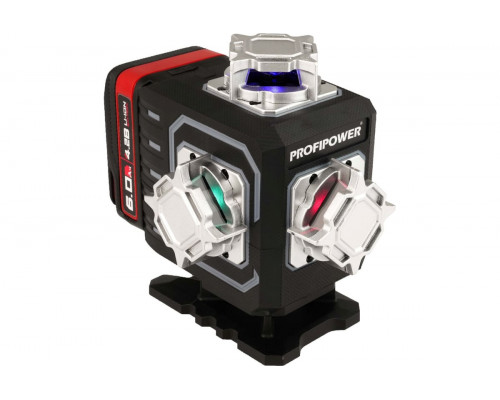 Лазерный нивелир Profipower NL-16G (16 лучей, лазер - зеленый, синий, красный, фиолетовый, Li-ion-2шт. 6.0Ач, пульт ДУ, переходник, штатив, кронштейн, в коробке) E0292