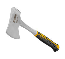 Топор цельнометаллический Denzel 600г, двухкомпонентная обрезиненная рукоятка, прямой хват 21510