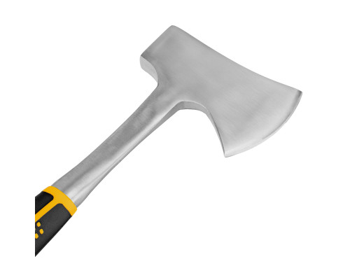 Топор цельнометаллический Denzel 600г, двухкомпонентная обрезиненная рукоятка, прямой хват 21510