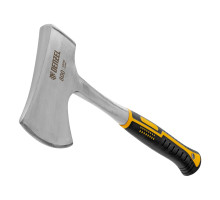 Топор цельнометаллический Denzel 800 г, двухкомпонентная обрезиненная рукоятка, прямой хват 21511