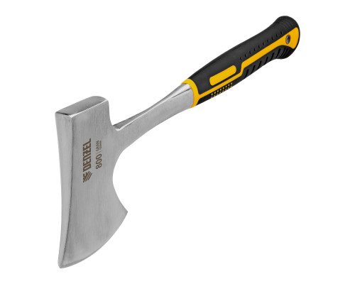 Топор цельнометаллический Denzel 800 г, двухкомпонентная обрезиненная рукоятка, прямой хват 21511