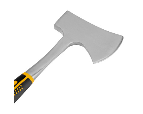 Топор цельнометаллический Denzel 800 г, двухкомпонентная обрезиненная рукоятка, прямой хват 21511