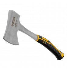 Топор цельнометаллический Denzel 600г, двухкомпонентная обрезиненная рукоятка, изогнутый хват 21513