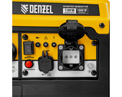 Генератор инверторный Denzel GS-1100iF, 1,1 кВт, 230 В, ручной старт 94706