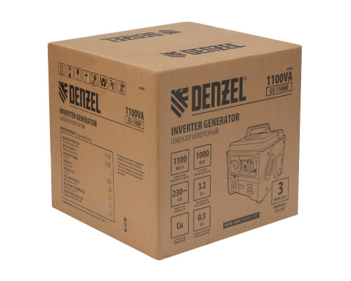 Генератор инверторный Denzel GS-1100iF, 1,1 кВт, 230 В, ручной старт 94706