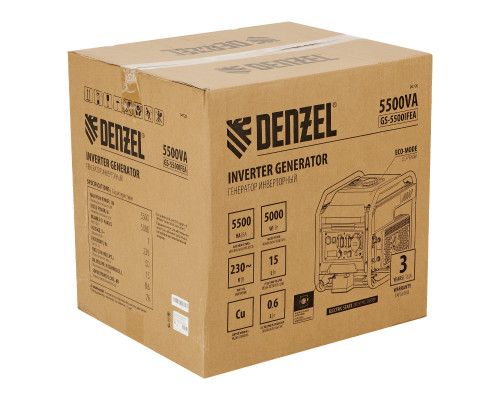 Генератор инверторный DENZEL GS-5500iFEA, 5,5 кВт, 230 В, электростартер, ATS 94720