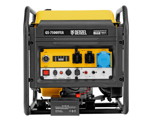 Генератор инверторный DENZEL GS-7500iFEA, 7,5 кВт, 230 В, открытый корпус, электростартер, ATS 94721