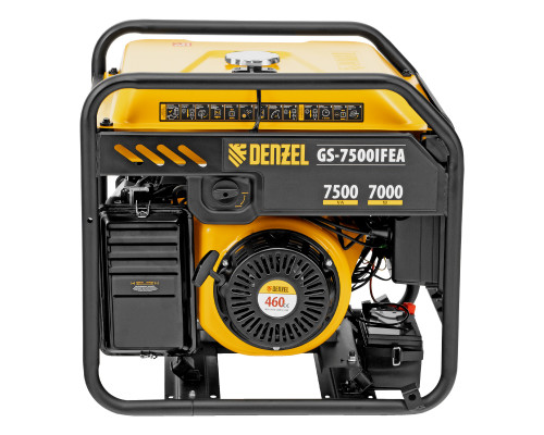 Генератор инверторный DENZEL GS-7500iFEA, 7,5 кВт, 230 В, открытый корпус, электростартер, ATS 94721