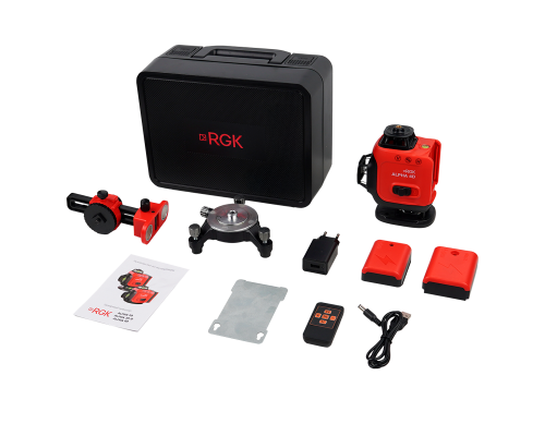 Лазерный уровень RGK ALPHA 4D с зелёным лучом 722880