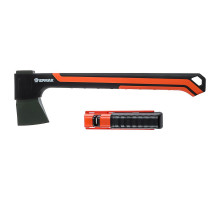 Набор ЕРМАК топор 950г с фиберглассовой двухкомпонентной ручкой + точилка для топоров и ножей 617-367