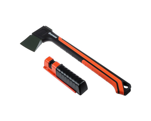 Набор ЕРМАК топор 950г с фиберглассовой двухкомпонентной ручкой + точилка для топоров и ножей 617-367