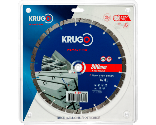 Диск алмазный сегментный по бетону KRUGO PRO MASTER 300х3.0х25.4х12 мм 81053000254