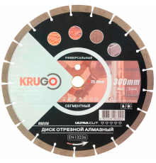 Диск алмазный сегментированный (кирпич, бетон, гранит) KRUGO 300x3,0x25,4x12 мм RSA12A