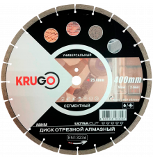 Диск алмазный сегментированный (кирпич, бетон, гранит) KRUGO 400x3,4x25,4x12 мм RSA16A