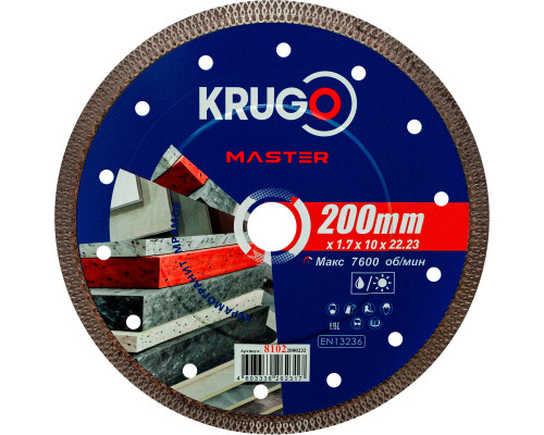 Диск алмазный Х-тип KRUGO MASTER 200х1,7х22,2х10 мм 81022000232