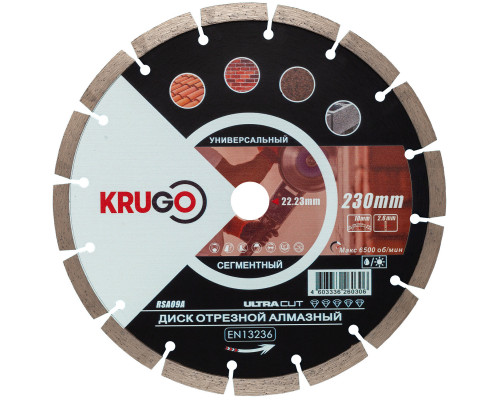 Диск алмазный сегмент 230x10x22 мм KRUGO RSA09A