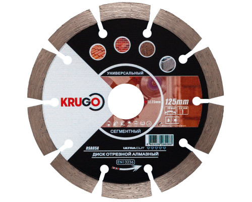 Диск алмазный сегмент 125x2.0x22.23x10 мм KRUGO RSA05A