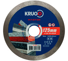 Диск алмазный сплошной 10 KRUGO MASTER 125х1,8х22,2х10 мм 81081250276