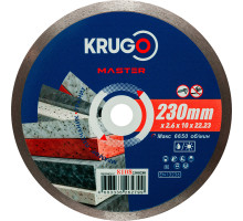 Диск алмазный сплошной ультратонкий KRUGO MASTER 230х2,6х22,2х10 mm 81082300280