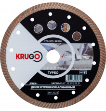 Диск алмазный турбо по граниту 180 x 2.4 x 22.23 x 10 мм KRUGO RTB07A+