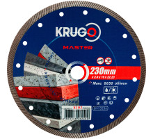 Диск алмазный Турбо ультратонкий для твердых материалов KRUGO MASTER 230х2,0х22,2х10 мм 81032300241