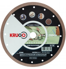 Диск алмазныйТурбо по керамике для УШМ 230 x 1.8 x 22.23 x 10 мм KRUGO RTT09A