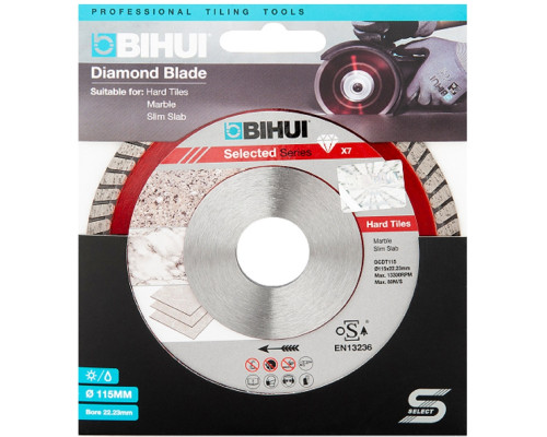 Алмазный диск для резки керамики BIHUI 115 х 22.2мм B-TURBO DCDT115