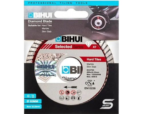 Алмазный диск для резки керамики BIHUI 85 х 22.2мм B-TURBO DCDT85