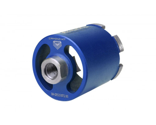 Коронка алмазная АДЕЛЬ M16 Ø72х65 мм DH-D525 R 6LSP с пылеудалением DHD5257265166