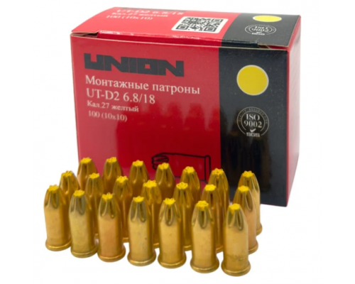 Mонтажные патроны UNION UT-D2 6.8х18 мм, желтый, 100 шт. 4631169412616