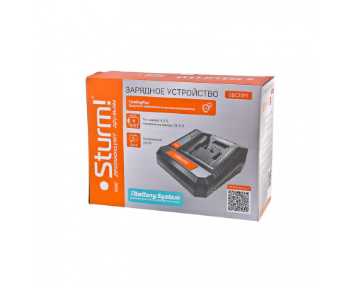 Зарядное устройство Sturm 1BatterySystem 18 В, 4 А с охлаждением SBC18M