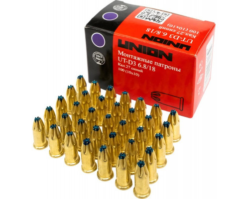 Mонтажные патроны UNION UT-D3 6.8х18 мм, синий, 100 шт. 4631169412623