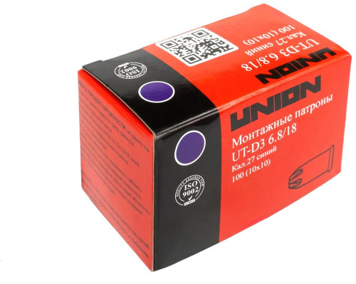 Mонтажные патроны UNION UT-D3 6.8х18 мм, синий, 100 шт. 4631169412623