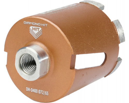 Коронка алмазная АДЕЛЬ M16 Ø72х65 мм DH-D400 R 6LSP с микроударом,  в сухую DHD4007265166