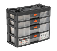 Органайзер для хранения STELS с выдвижными лотками, 310x150x260 мм, 4 секции, пластик 90728