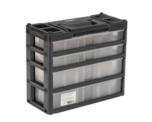 Органайзер для хранения STELS с выдвижными лотками, 310x150x260 мм, 4 секции, пластик 90728