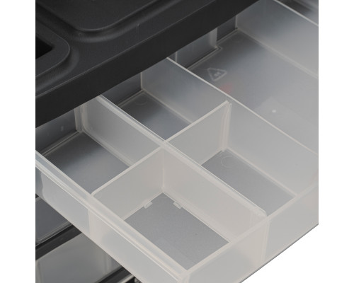 Органайзер для хранения STELS с выдвижными лотками, 310x150x260 мм, 4 секции, пластик 90728