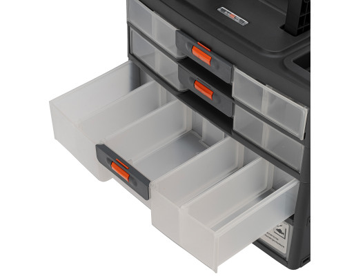 Органайзер для хранения STELS с выдвижными лотками, 310x150x260 мм, 4 секции, пластик 90728