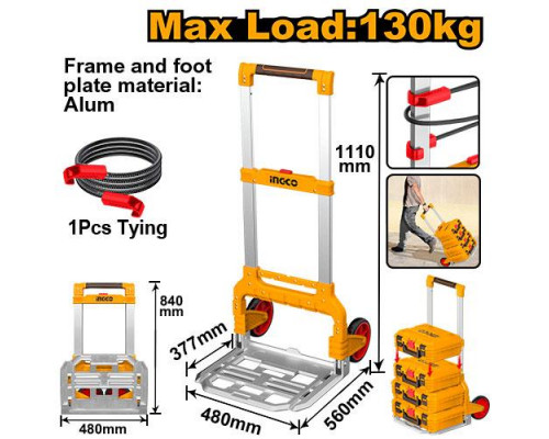 Тележка ручная складная INGCO INDUSTRIAL для модульных ящиков (система хранения) HHWB61201